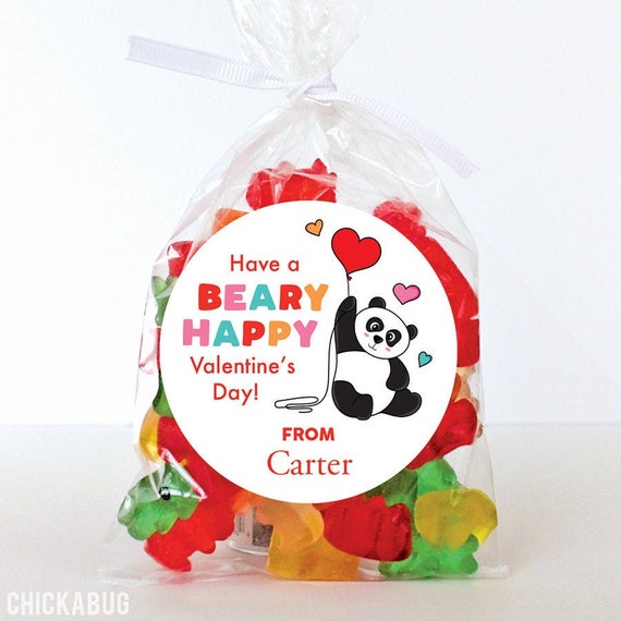 Valentine's Day Stickers - Panda Valentines - Have a Beary Happy Valentine's Day - Sheet of 12 Il_570xn