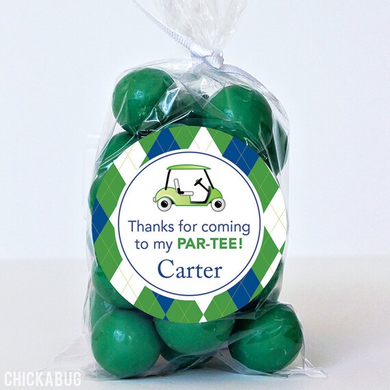 Blue Golf Party Favor Stickers - Blue Golf Birthday Stickers - Sheet of 12 Il_570xn