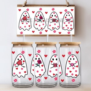 Ghost Valentines Day UV DTF Wrap Transfer 16oz | No Heat Needed | Waterproof | Permanent Adhesive