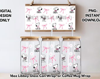 Coquette Dog 16oz PNG Digital Download PNG for 16oz Libbey Jars Glass Can-Coffee Sublimation Coffee Mugs DOWNLOAD only