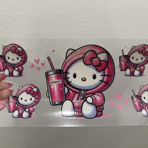 Cat Drink UV DTF Wrap Transfer 16oz | No Heat Needed | Waterproof | Permanent Adhesive