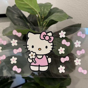 Cartoon Cat Daisy UV DTF Wrap Transfer 16oz | No Heat Needed | Waterproof | Permanent Adhesive