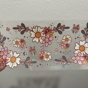 Retro Mushroom Floral Boho UV DTF Wrap Transfer 16oz | No Heat Needed | Waterproof | Permanent Adhesive