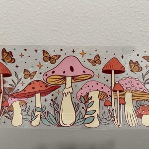 Retro Mushroom Boho UV DTF Wrap Transfer 16oz | No Heat Needed | Waterproof | Permanent Adhesive