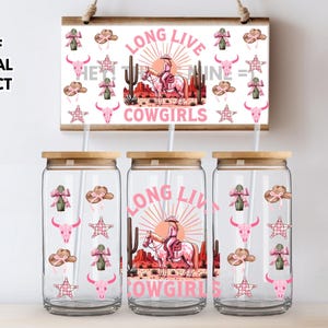 Long Live Cowgirls Western Cowgirl Skull UV DTF Wrap Transfer 16oz | No Heat Needed | Waterproof | Permanent Adhesive