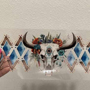 Western Cowboy Skull UV DTF Wrap Transfer 16oz | No Heat Needed | Waterproof | Permanent Adhesive