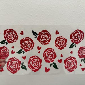 Roses UV DTF Wrap Transfer 16oz | No Heat Needed | Waterproof | Permanent Adhesive