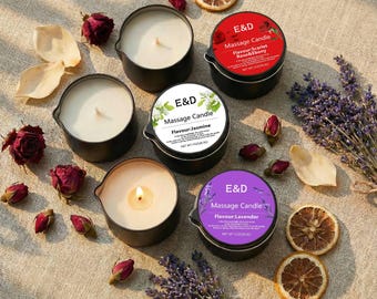 Massage Oil Candle Set, 6 packs, Spa Gift Set, Lotion Candles, Self Care Kit