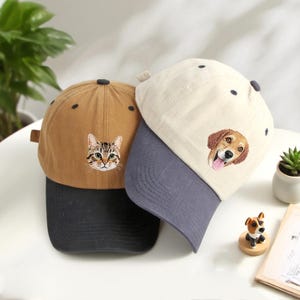 Custom Pet Embroidered Hat, Personalized Pet Photo Hat, Custom Pet Portrait Dad Cap, Embroidery Picture Hat, Unisex Hat Gift for Dog Cat Mon