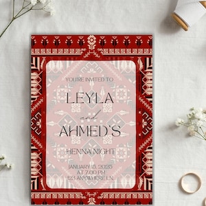 Invitación a una noche de henna palestina / Invitación digital a una fiesta de henna / Tarjeta de celebración de boda árabe