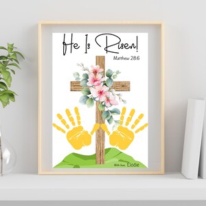Easter Handprint Art Craft for Kids, Printable He is Risen Keepsake Art, Toddler Preschool Kindergarten, Homeschool, Sunday School Craft PDF