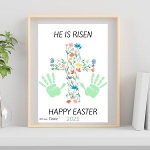 PRINTABLE Easter Handprint Art Craft for Kids, He is Risen Keepsake Art, Toddler Preschool Kindergarten, Homeschool, Sunday School Craft PDF