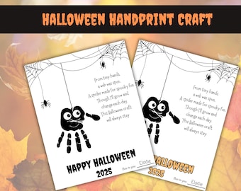 Editable Halloween Handprint Footprint Craft for Kids, DIY Activities and Kids Fun, Homeschool Craft, Kids Fall Art, Preschool Halloween