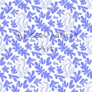 Seahorse Pattern Seamless Digital Download | Blue Ocean Nautical Background | Sea Life Clipart | Marine Repeat Print for Fabric, Scrapbookin