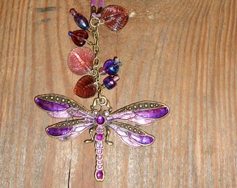 Hand painted purple dancing dragonfly