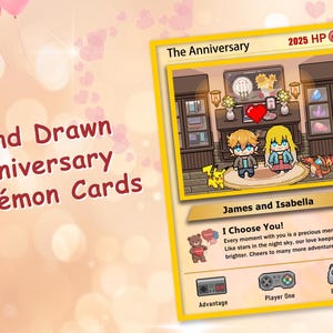 Carte d'anniversaire inspirée de Pokémon, carte Pokémon peinte à la main comme cadeau d'anniversaire, cartes de voeux originales, cartes de mariage/fiançailles personnalisées