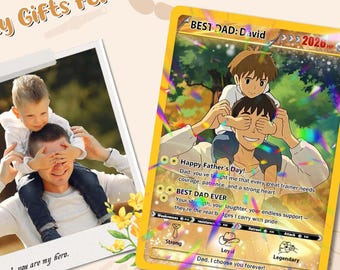 Custom Father's Day Pokemon Card – Personalized Gamer Dad Gift, Pokémon-Inspired Keepsake Card, Photo Card for Dad, Gift for Geeky Dads
