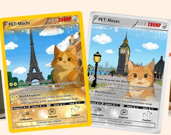 Custom Pet Selfie Card – Personalized Gift for Pet Lovers, Anime-Style Pet Portrait, Pokémon-Inspired Card, Cute Keepsake for Animal Lovers