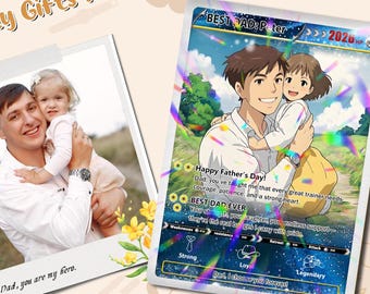 personalized pokemon card fathers day Nestura Metal Customized with Photo | Thoughtful Dad Card Custom Custom Father's day Gold Metal