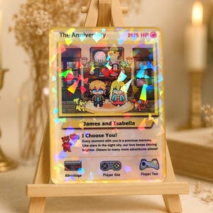 pokemon engagement card Personalized Poke Anniversary Card, Photo Anime Wedding Card My wedding custom TCG card!