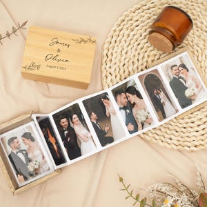 Personalized Wooden Photo Box with Pull-Out Album, Wedding Keepsake Gift, Wedding Album Box, Wedding gift, Engagement Gift, Valentines Gifts