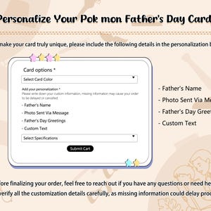 Peut inclure: Une carte de f&ecirc;te des p&egrave;res personnalisable avec une interface num&eacute;rique. La carte propose des options de personnalisation, telles que le nom du p&egrave;re, une photo, des v&oelig;ux et du texte personnalis&eacute;. Le design inclut un bouton de soumission.