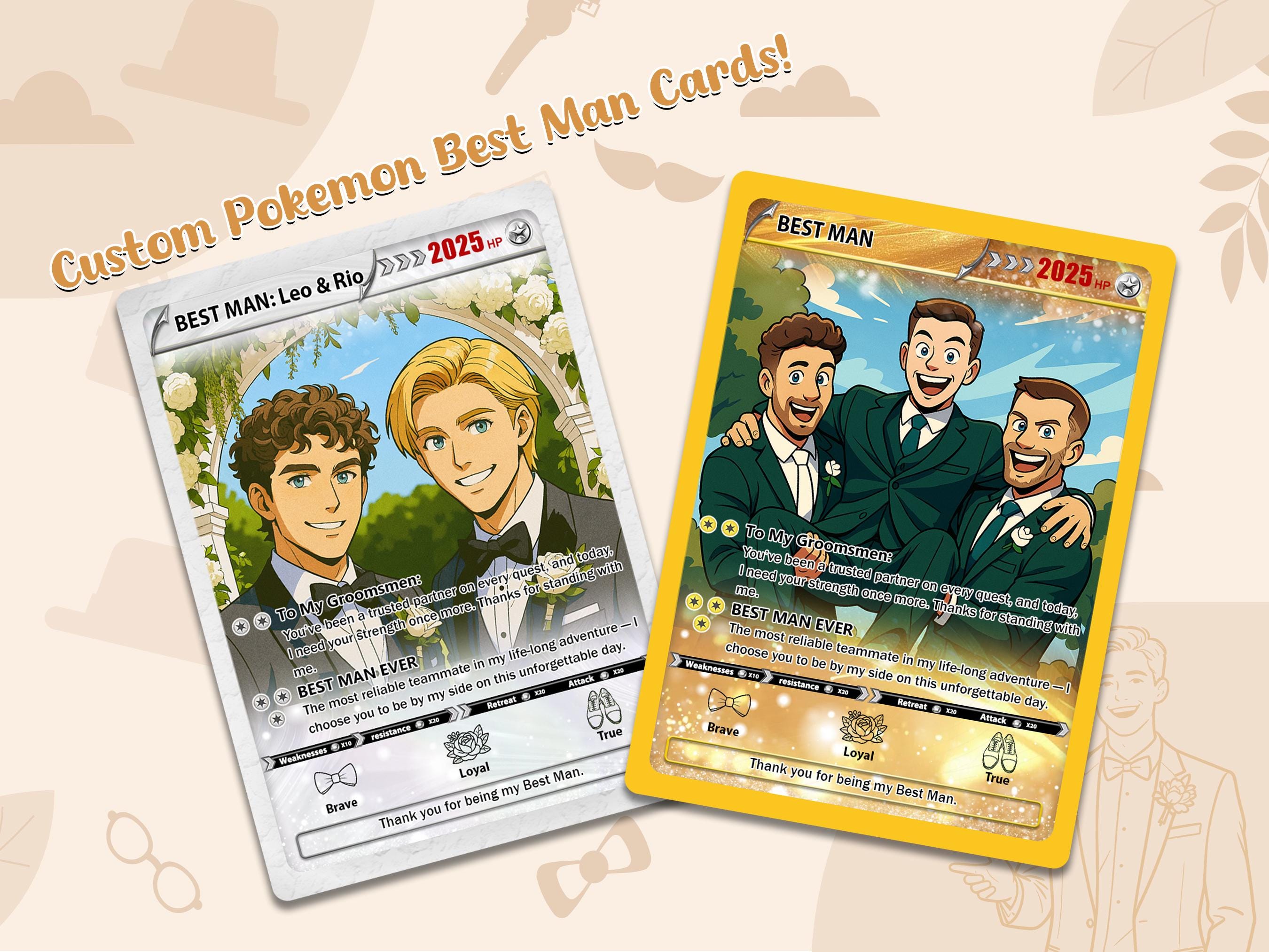 Custom Pokmon Groomsman Card, Personalized Best Man Game Card, Wedding  Party Gift, Anime Photo Card for Groomsmen, Gift for Pokmon Fans