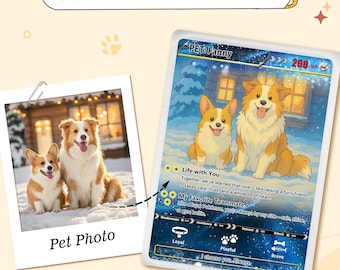Custom Anime Pet Photo Card–Personalized Gift for Pet Lovers, Pokémon-Inspired Keepsake, Anime-Style Pet Portrait, Gift for Animal Lovers