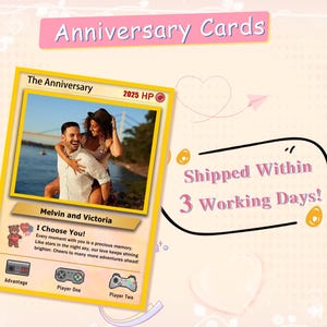 Cartes d'anniversaire avec photo personnalisées, Cadeaux d'anniversaire, Souvenir personnalisé pour couple, Cartes de voeux d'anniversaire pour les amoureux de Pokémon, Cadeaux d'anniversaire