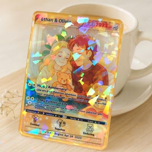 Personalized Pokemon Anniversary Card, Custom Anime Photo Card, Anniversary Gift, Game Couple Cards, Gift for Game Couples, Gift for Him image 9