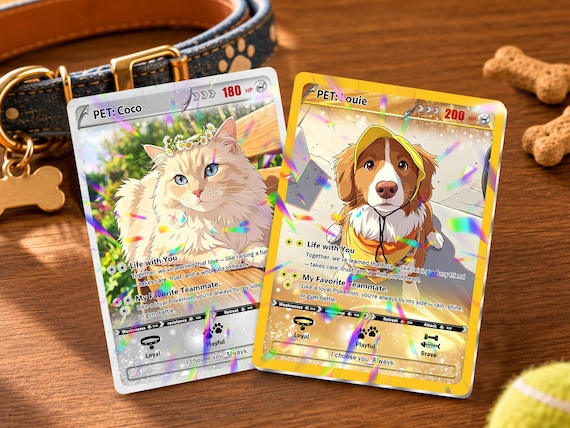Custom Pet Pokemon Card, Pet Anime Photo Trading Card, Pokémon-Inspired Keepsake Card, Pet Lover Gift, Pet Memorial Gift, Gift for Pet Owner
