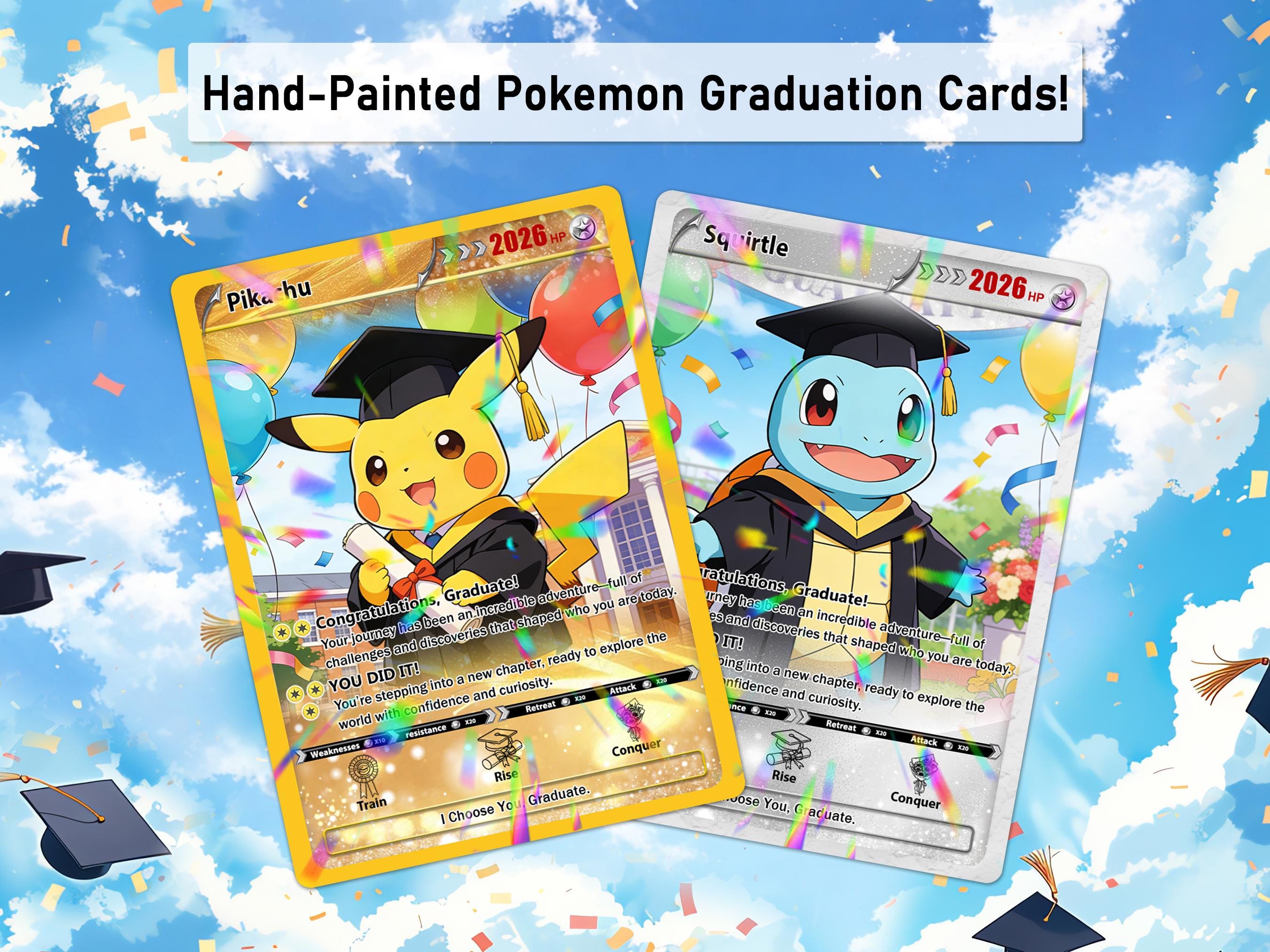 卒業 10th Graduation グラデュエーション プロモ カード Custom Pokemon Graduation Card, Hand Painted Pokemon Card for
