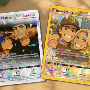 Personalized Pokemon Anniversary Card, Custom Anime Photo Card, Anniversary Gift, Game Couple Cards, Gift for Game Couples, Gift for Him image 7