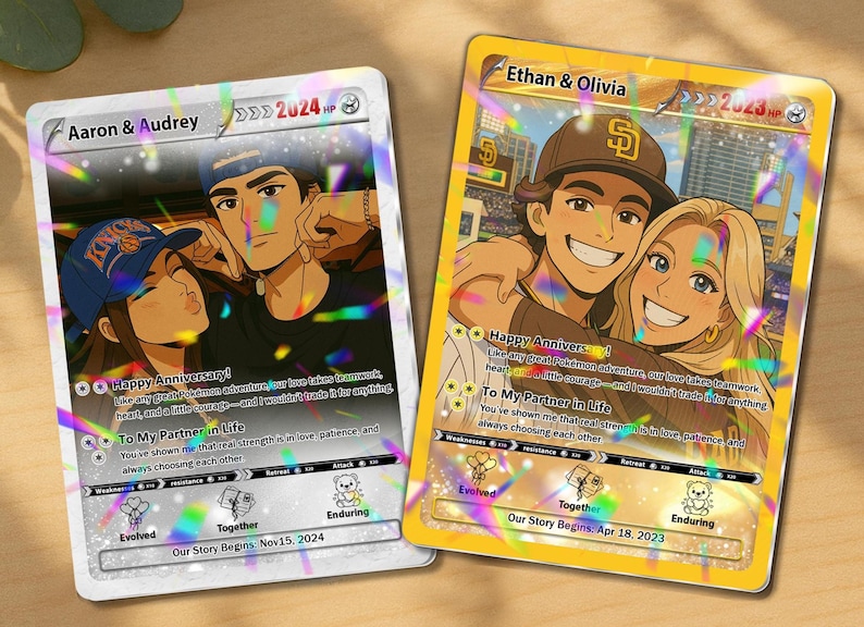 Personalized Pokemon Anniversary Card, Custom Anime Photo Card, Anniversary Gift, Game Couple Cards, Gift for Game Couples, Gift for Him image 7