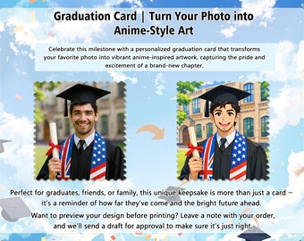 Personalized Pokémon Graduation Card, Custom Anime Photo Grad Gift