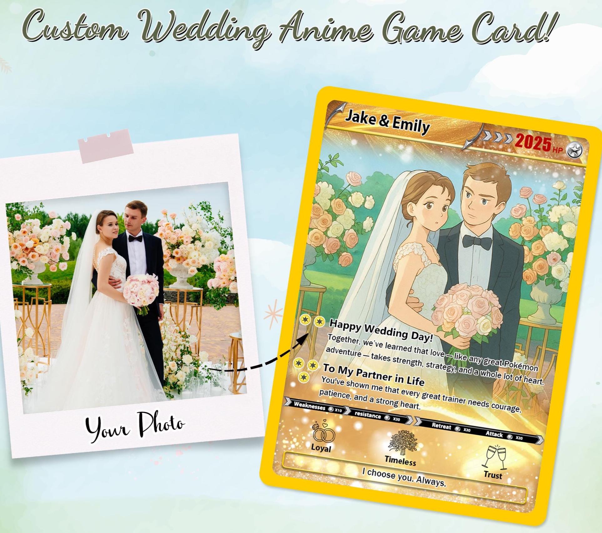 Custom Anime Photo Wedding Card  Personalized Couple Gift, Pokmon-inspired  Keepsake, Photo Card for Bride & Groom, Gift for Geeky Couples - Etsy