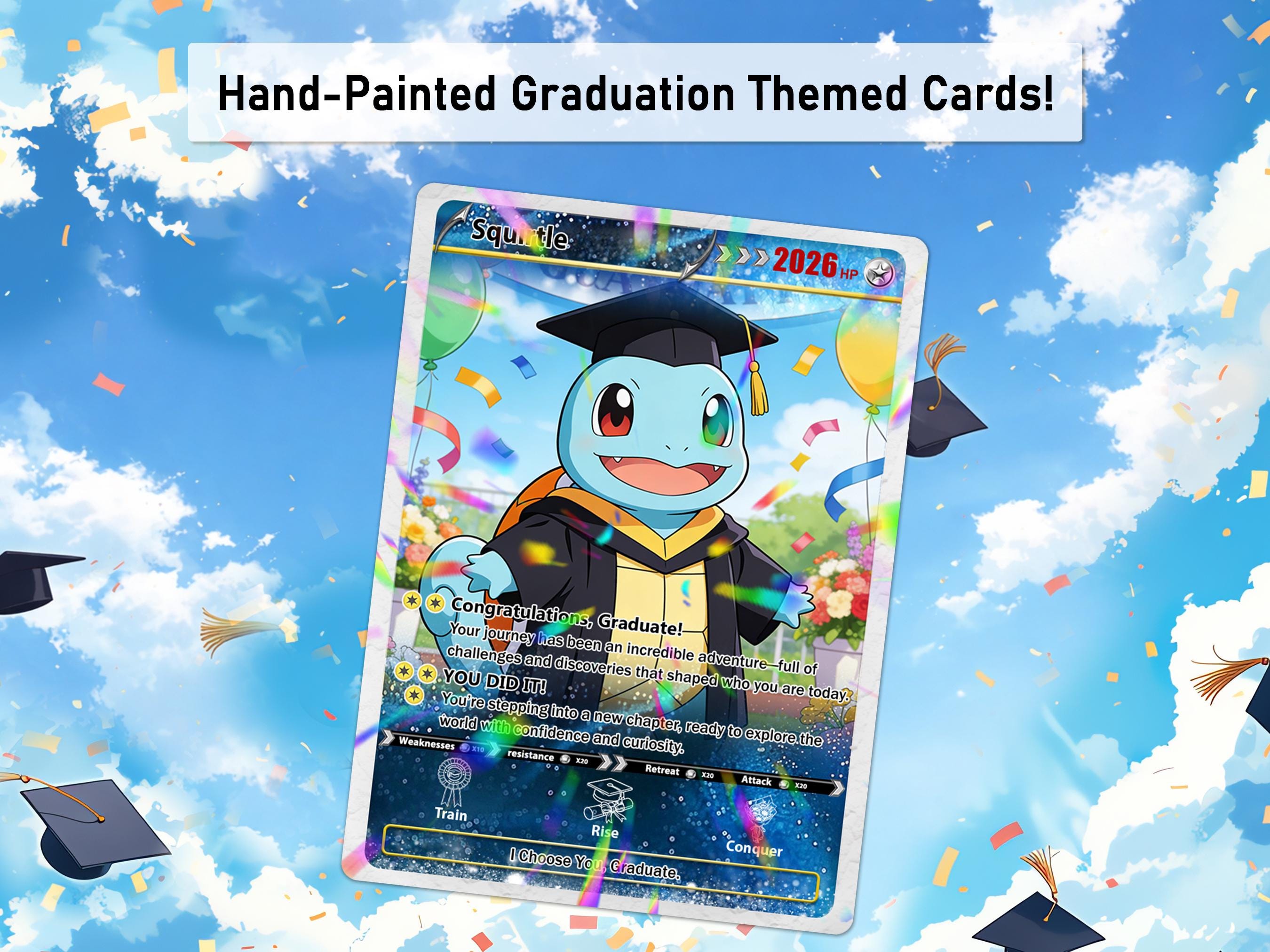 卒業 10th Graduation グラデュエーション プロモ カード Personalized Pokémon Graduation Card, Class of 2026, Pokemon Card