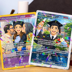 Personalized Pokémon Graduation Card, Custom Anime Photo Grad Gift, Gamer Graduation Card, Class Of 2026 Keepsake, Graduation Gift for Him