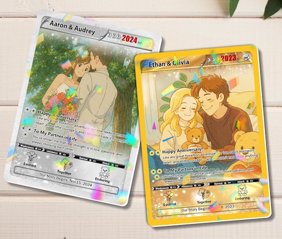 Personalized Pokemon Anniversary Card, Custom Anime Photo Card, Anniversary Gift, Game Couple Cards, Gift for Game Couples, Gift for Him
