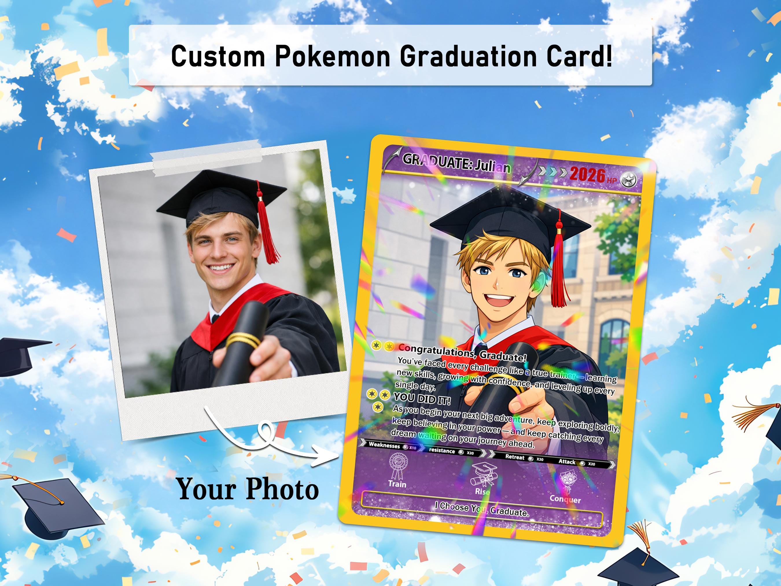 Personalized Pokmon Graduation Card, Custom Anime Photo Grad Gift, Gamer Graduation  Card, Class of 2026 Keepsake, Graduation Gift for Him - Etsy