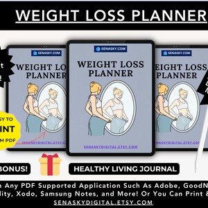 Weight Loss Planner Digital, Printable PDF Journal, Lose Weight Goal Tracker, Weight Loss Plan, Weight Loss Chart, Weight Loss template