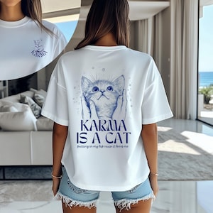 Karma Is A Cat Shirt, Me And Karma Vibe Like That Shirt, Lyric Merch, Midnights Album Inspired Tee, Concert Shirt, Minimal Shirt, Women Tees
