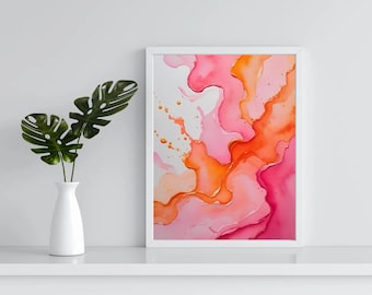 Impressão artística com tinta colorida: efeito texturizado, decoração de galeria maximalista