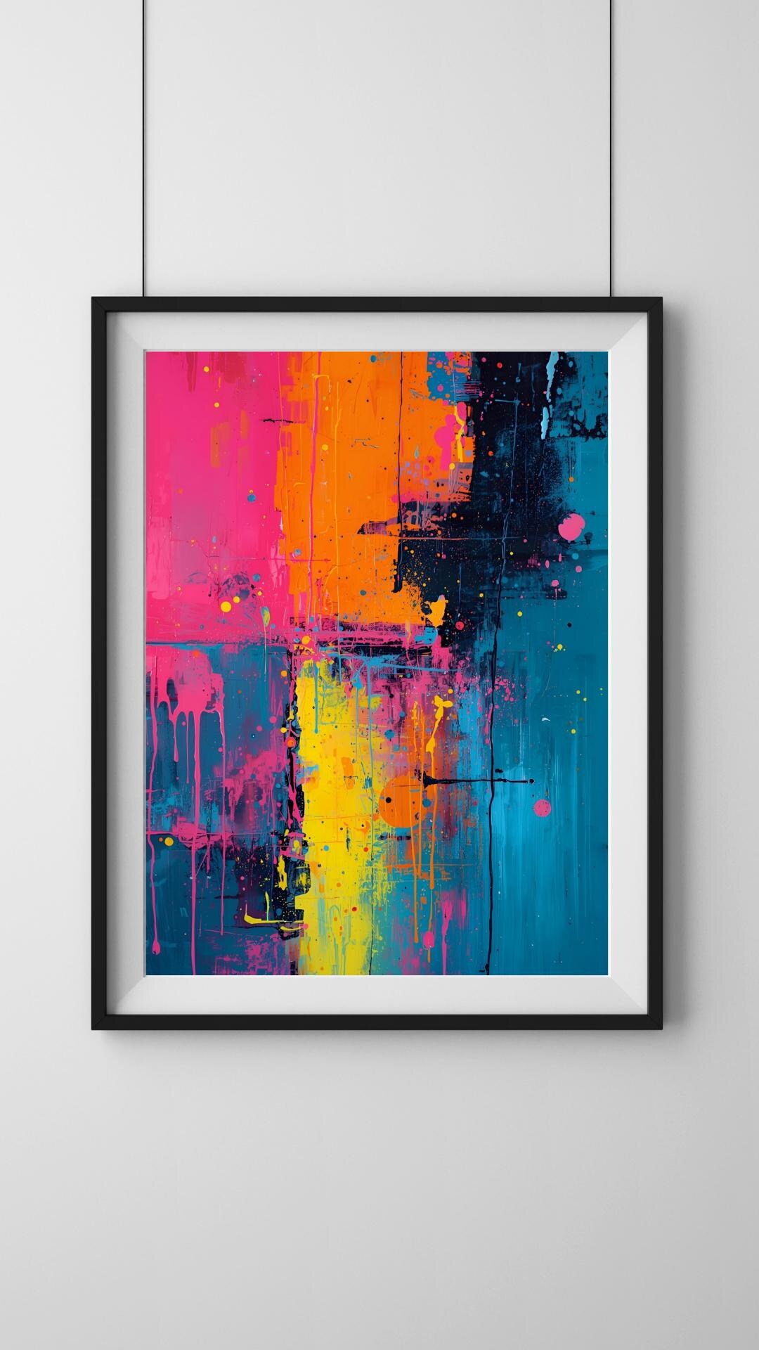 Bright Abstract Living Room Art: Colourful Textured Paint Effect ...