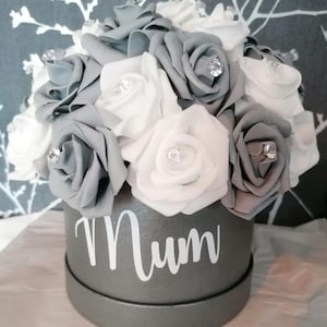 Foam Rose Hatbox Arrangement | Luxury Artificial Flower Box | Personalised Mother's Day Gift