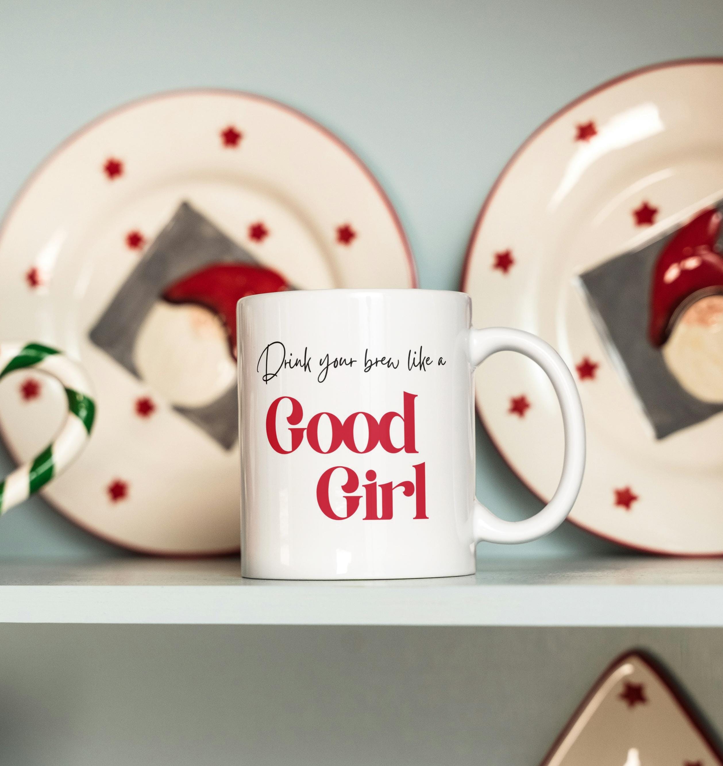 Tazza Da Colazione O Serale G Decor Con Coperchio - "A Little Sweet" O "Good Night" - 300 Ml, Ceramica Bianca E Oro