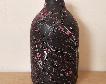 Hand Painted Ceramic Vase: Black Splatter Design, Custom Colors Available