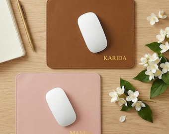 Leather computer mouse pad, desk mouse pad, personalised mouse pad, laptop mousepad, office accessories, gift for boss, for men, Handmade