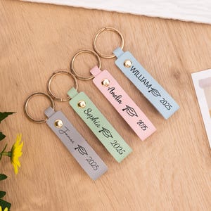 Personalized Graduation Gift, Custom Name Leather Keychain, Class of 2025, Gift for Her Him, Colloege Graduation Keyring, Grad Keepsake Gift