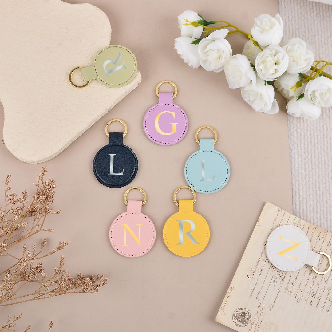 Custom Leather Tag Keychain,personalized Monogram Key Ring,custom ...